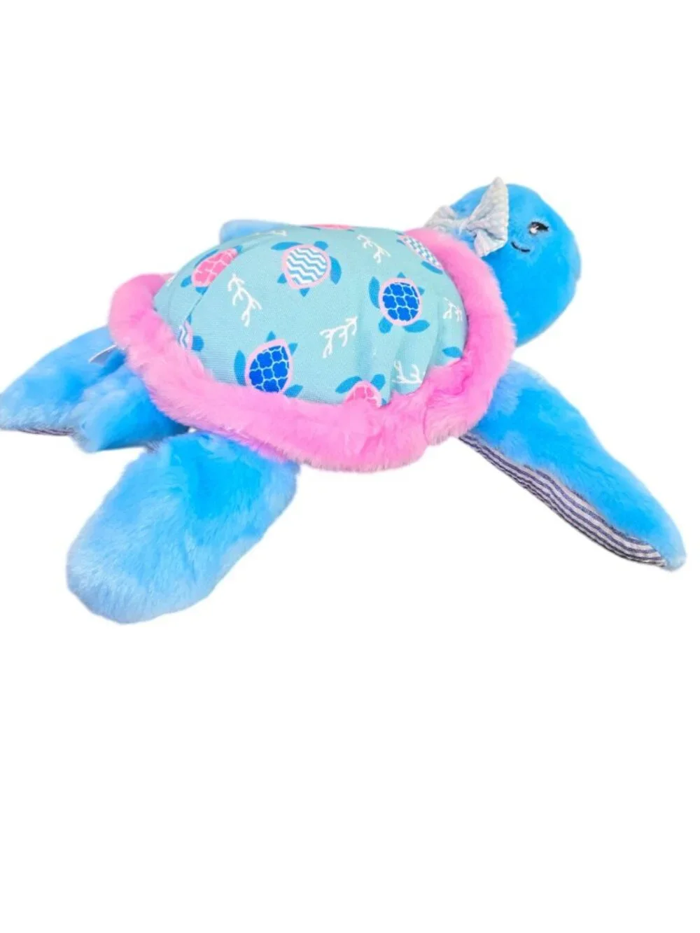 Preppy Pelican The Petting Zoo Sea Turtle Plush Teal Pink Seer Sucker Soft NWT
